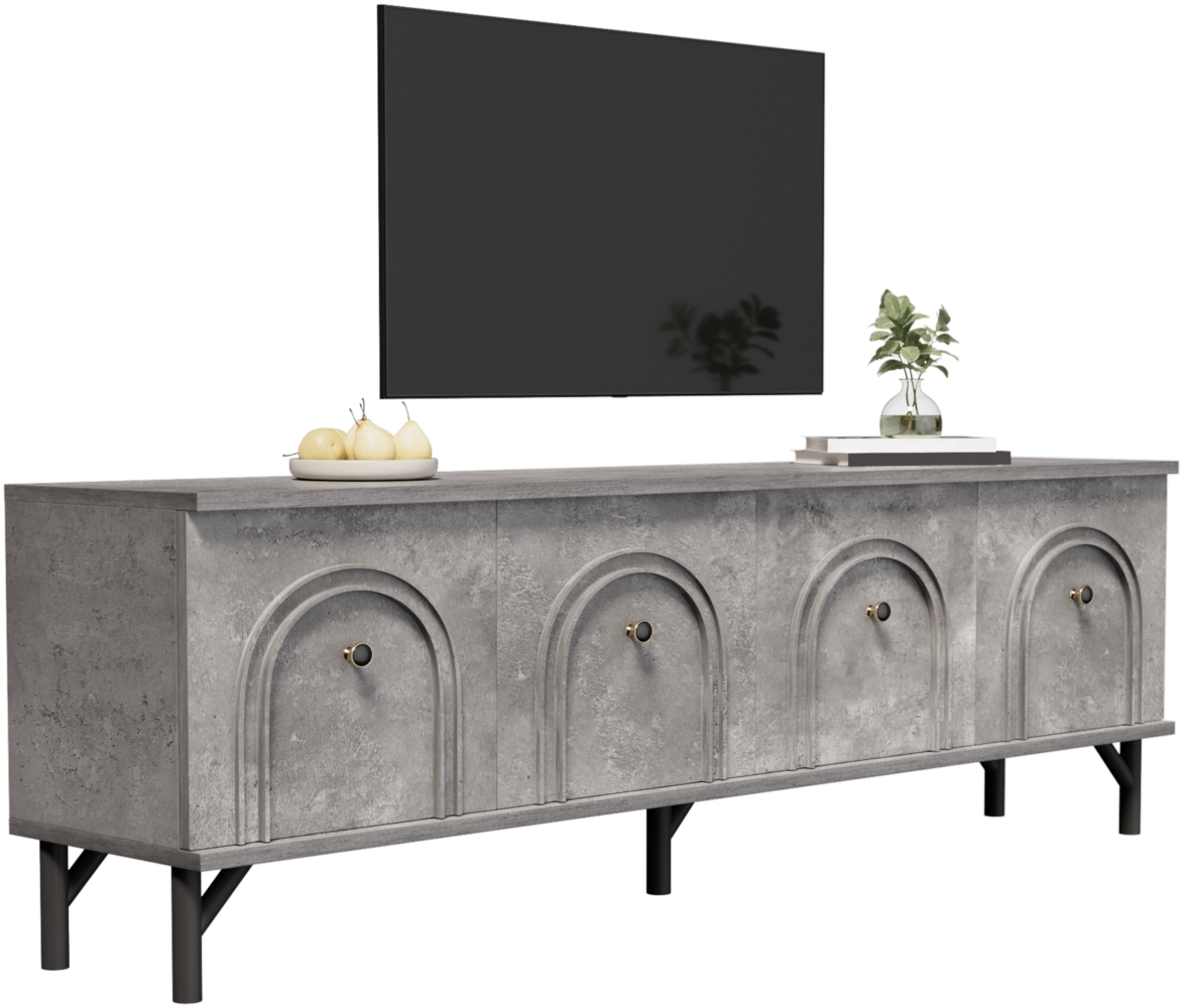Modernes 4-türiges TV-Board – Grau,160×38×55.55 cm,modernes Design, viel Stauraum Bild 1