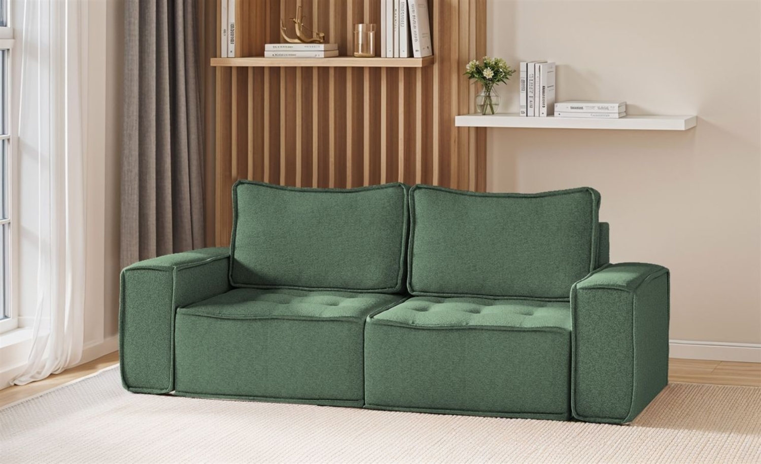 Sofa Modulsofa 2-teilig SANDE 2-Sitzer Stoff Raven Flaschengrün Bild 1
