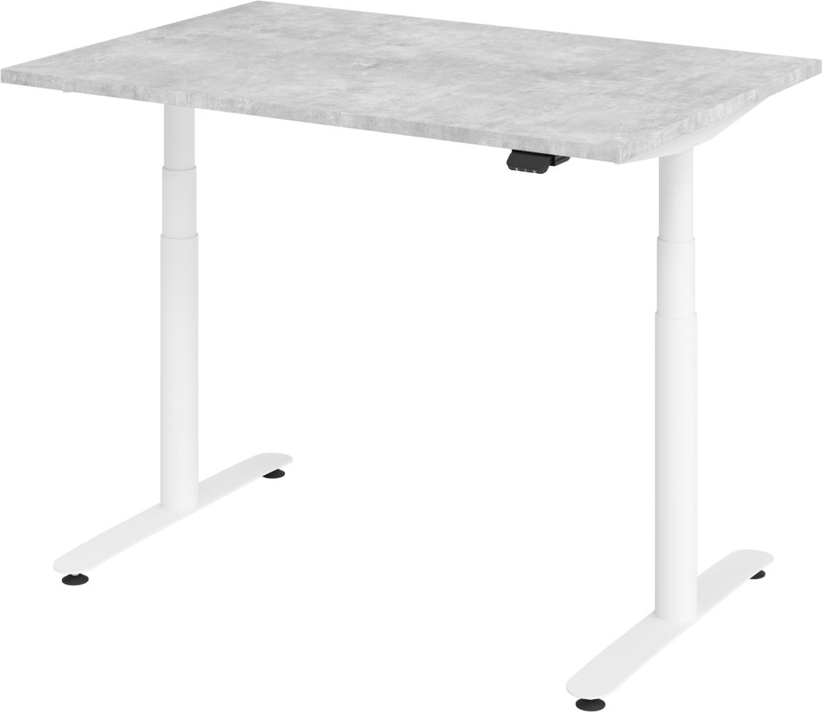 bümö® smarter Schreibtisch Serie-XDLR elektrisch höhenverstellbar mit App-Steuerung 120 x 80 cm in Beton / Weiß Bild 1