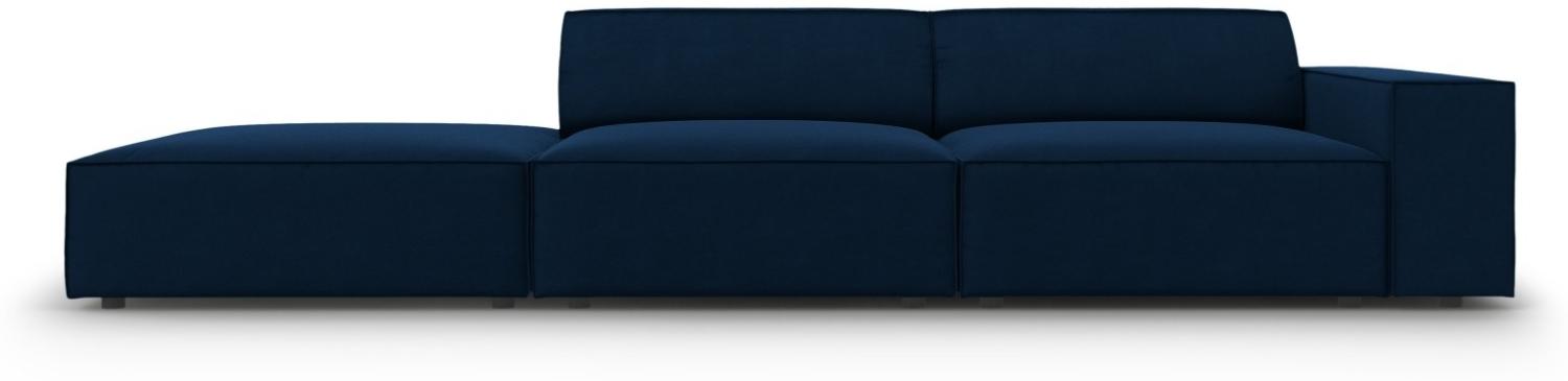 Micadoni 3-Sitzer Links Samtstoff Sofa Jodie | Bezug Royal Blue | Beinfarbe Black Plastic Bild 1