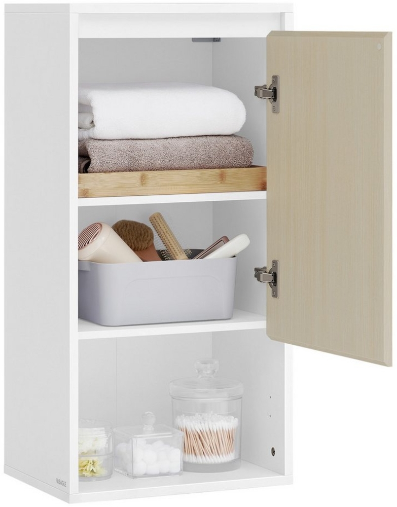 Vasagle Badezimmerschrank, Badschrank hängend, Tür mit verstellbarer Öffnungsrichtung, verstellbare Ablage, 30 x 40 x 80 cm, wolkenweiß-naturbeige BBK742N01 Bild 1