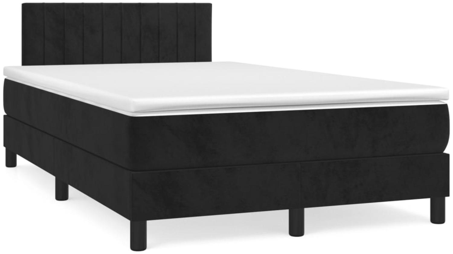 vidaXL Boxspringbett mit Matratze Schwarz 120x200 cm Samt, Härtegrad: H2 [3141415] Bild 1