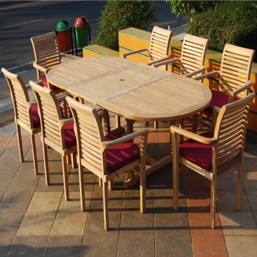 Gartenmöbel Set 8 Stapelstühle Cosenza + Ausziehtisch Mantua - Tischplatte: 180-240 x 120 cm Bild 1