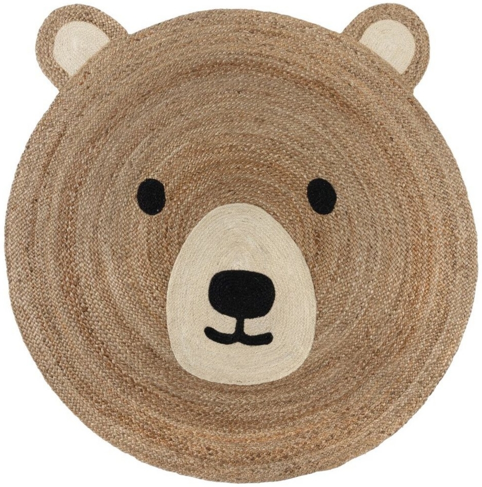 Kadima Design Handgewebter Jute Bären-Teppich in naturfarben - "Brant" Kinder. 100x100 cm Bild 1