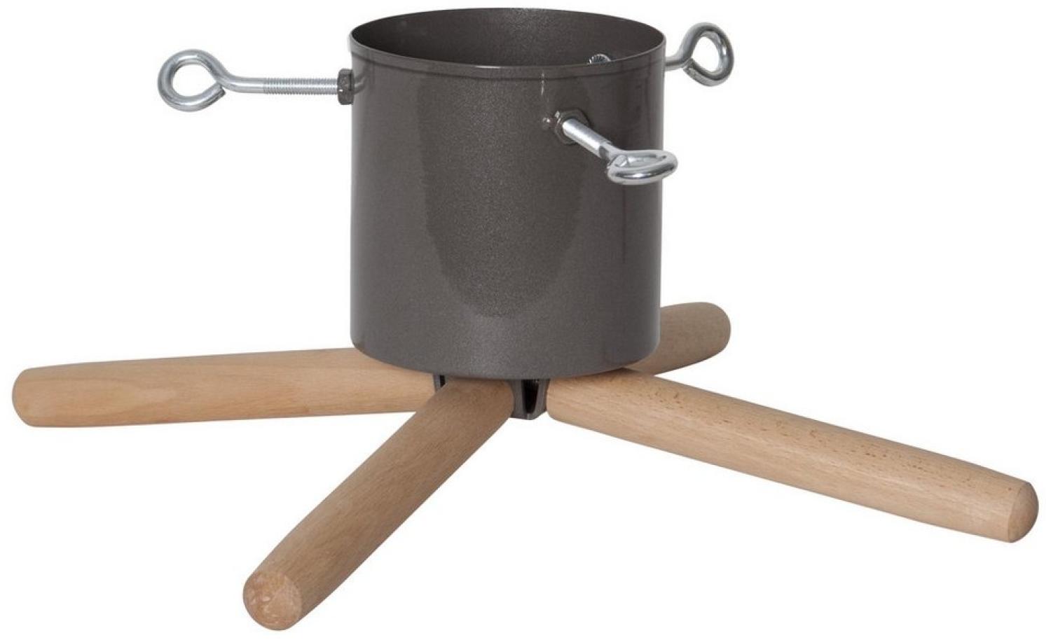 Star Trading 080-72 Weihnachtsdekoration CHRISTBAUMSTÄNDER GRANIG Stahl, Holz grau, braun H:19cm Ø45cm Bild 1
