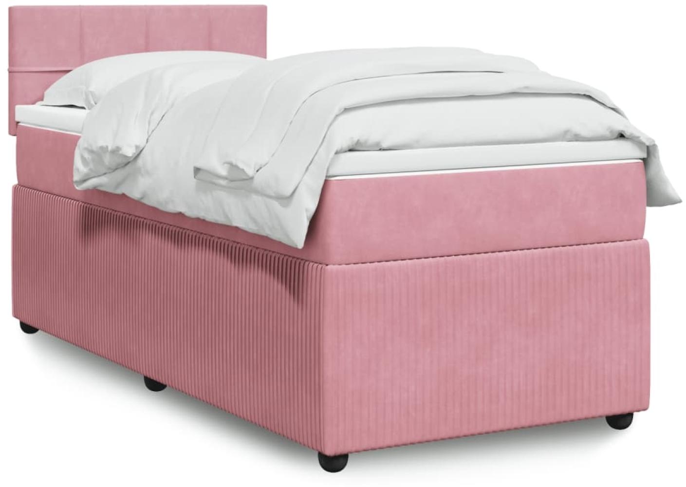 vidaXL Boxspringbett mit Matratze Rosa 90x200 cm Samt 3289955 Bild 1