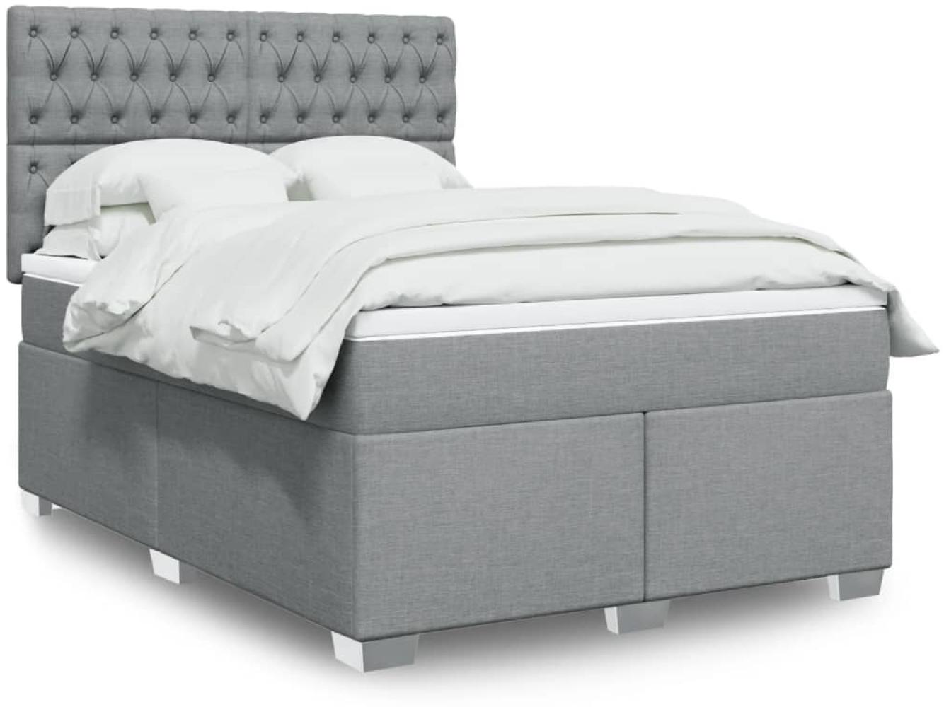 vidaXL Boxspringbett mit Matratze Hellgrau 160x200 cm Stoff 3292846 Bild 1