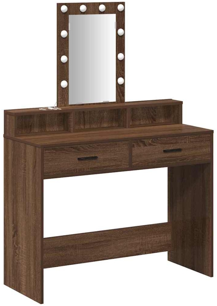 vidaXL Schminktisch mit Speicher Braun 100 x 41 x 140 cm Holzwerkstoff 865178 Bild 1