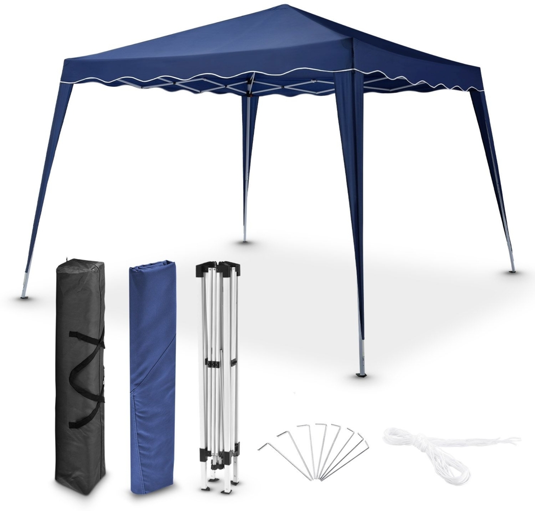 Juskys Faltpavillon Vivara 3x3 m – Pop-up Pavillon höhenverstellbar, UV50+ & wasserabweisend – Gartenzelt mit Tasche – Partyzelt für Garten blau Bild 1