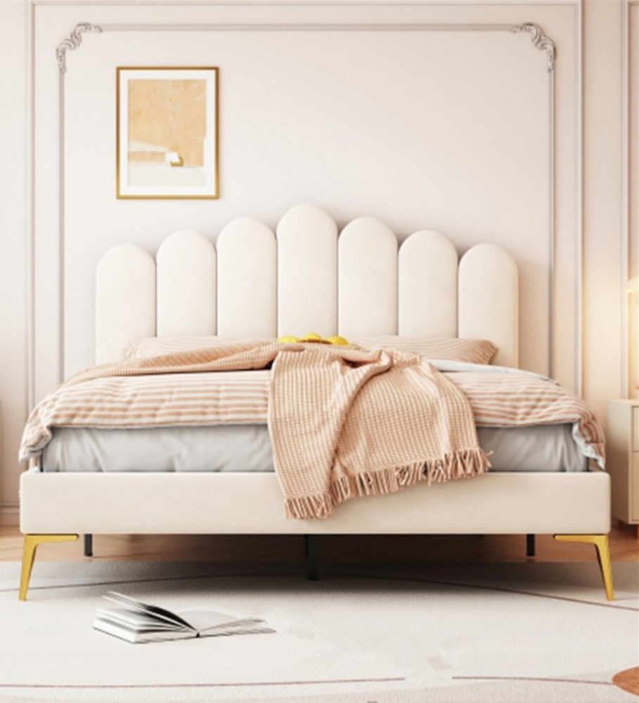 XDeer Polsterbett Polsterbett Doppelbett, Bettgestell mit Kopfteil und Lattenrost, Erwachsenen-Jugendbett-Gästebett in Samtstoff 140x200 cm Bild 1