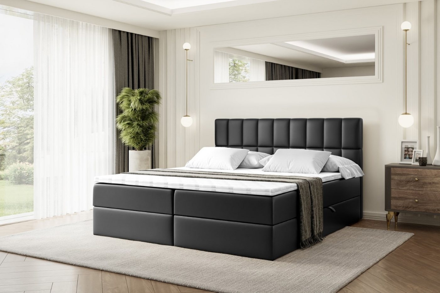 ALTDECOR Boxbett MIAMI (Multipocket-Matratze H4, H3 Matratze Bonellfederung, Topper, Kopfteil) Bild 1