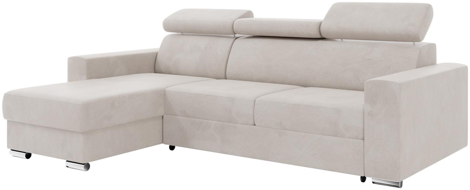 Meblini 'Voss' Schlafcouch mit Bettkasten, Samtstoff, 242 x 168 x 79 cm, Beige, Links Bild 1