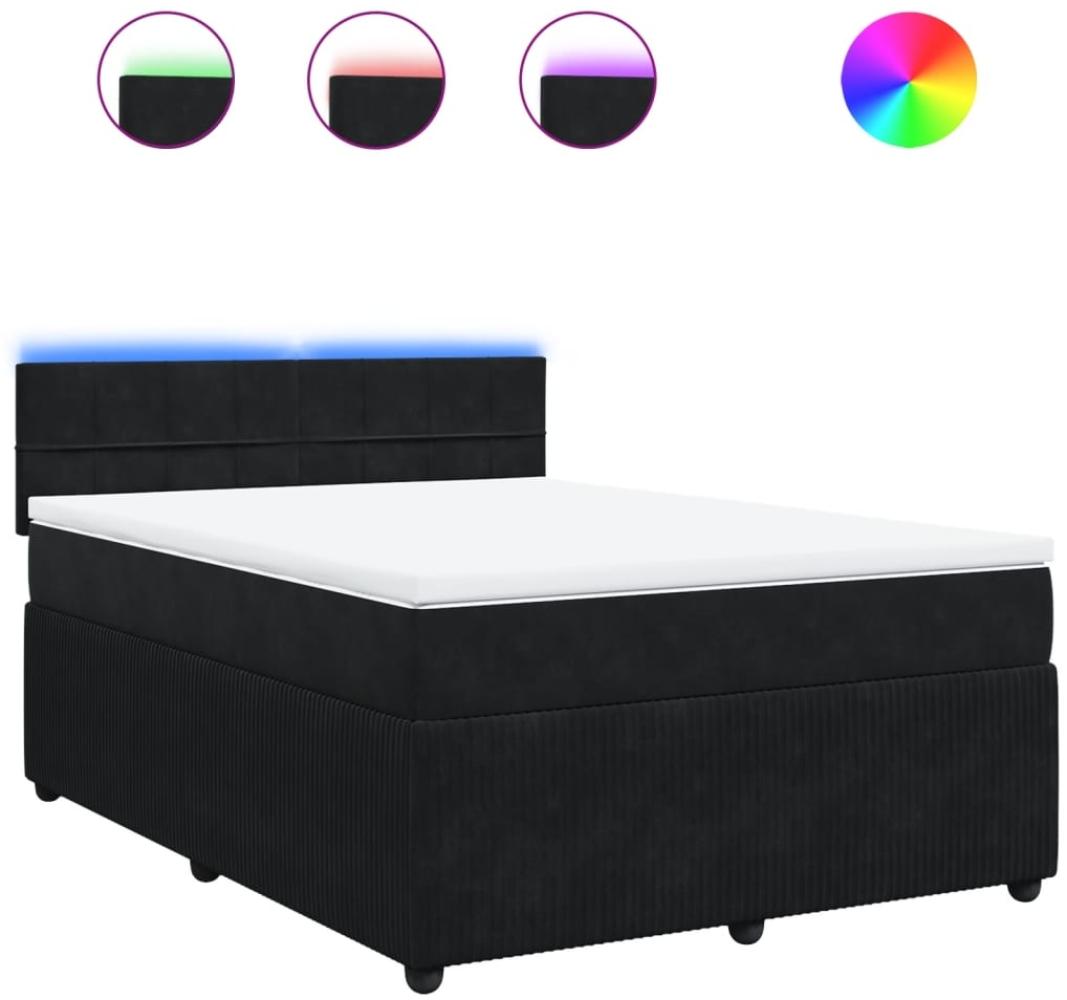 vidaXL Boxspringbett mit Matratze Schwarz 140x200 cm Samt 3290060 Bild 1