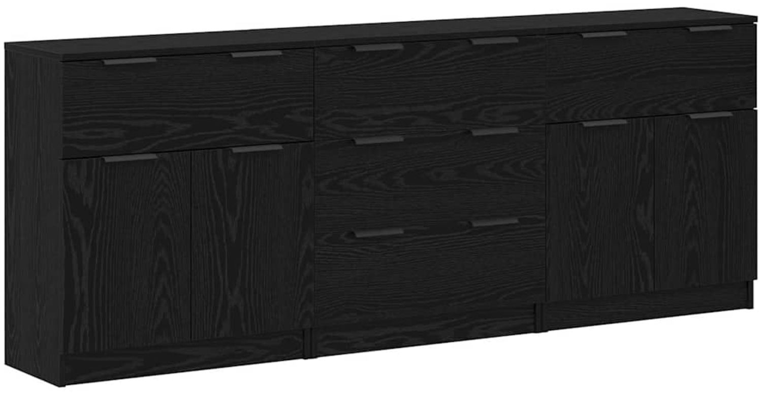 vidaXL Sideboard 3 pcs Schwarz Eichen-Optik 60 x 30 x 70 cm 3332521 Bild 1