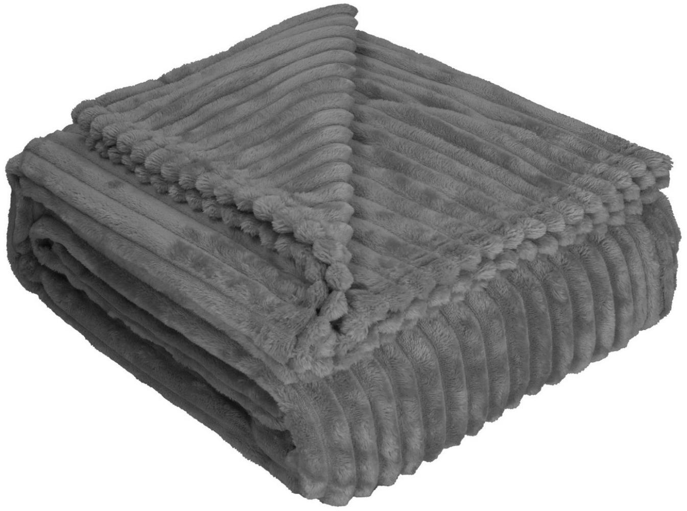 Wohndecke Betz Wohndecke BARI Kuscheldecke Flauschig Cord-Flanell XXL 150x200 cm, Betz, Farbe graphit Bild 1