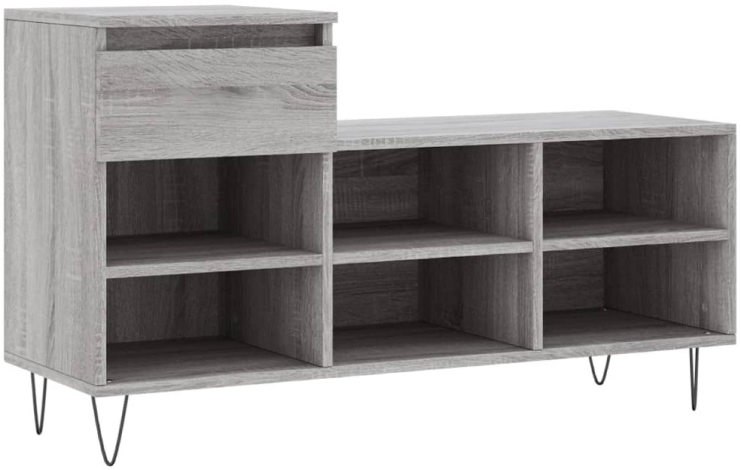 vidaXL Schuhregal Grau Sonoma 102x36x60 cm Holzwerkstoff 831370 Bild 1