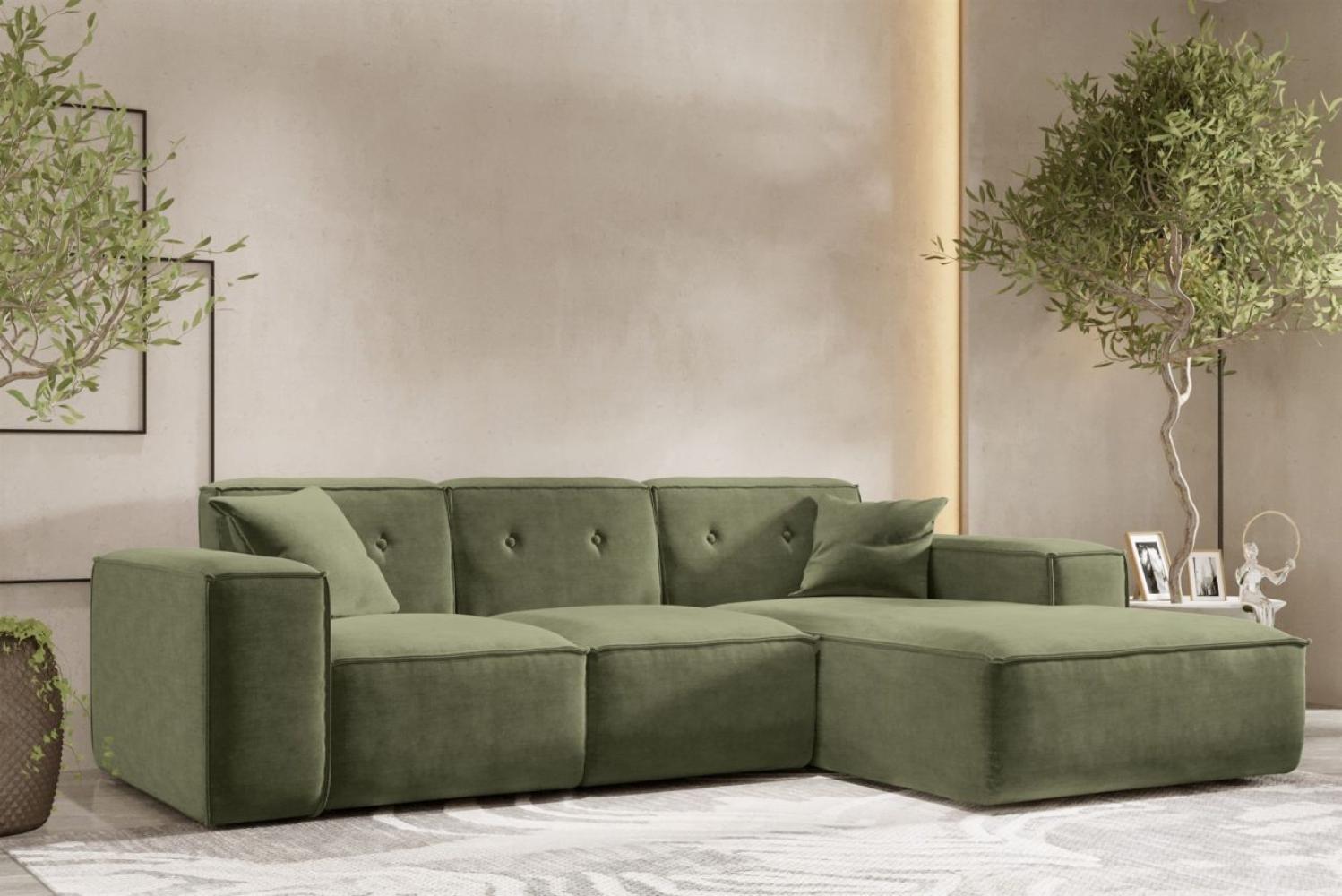 Ecksofa Designersofa CESINA Stoff Perfect Harmony Waldgrün Ottomane Rechts Bild 1