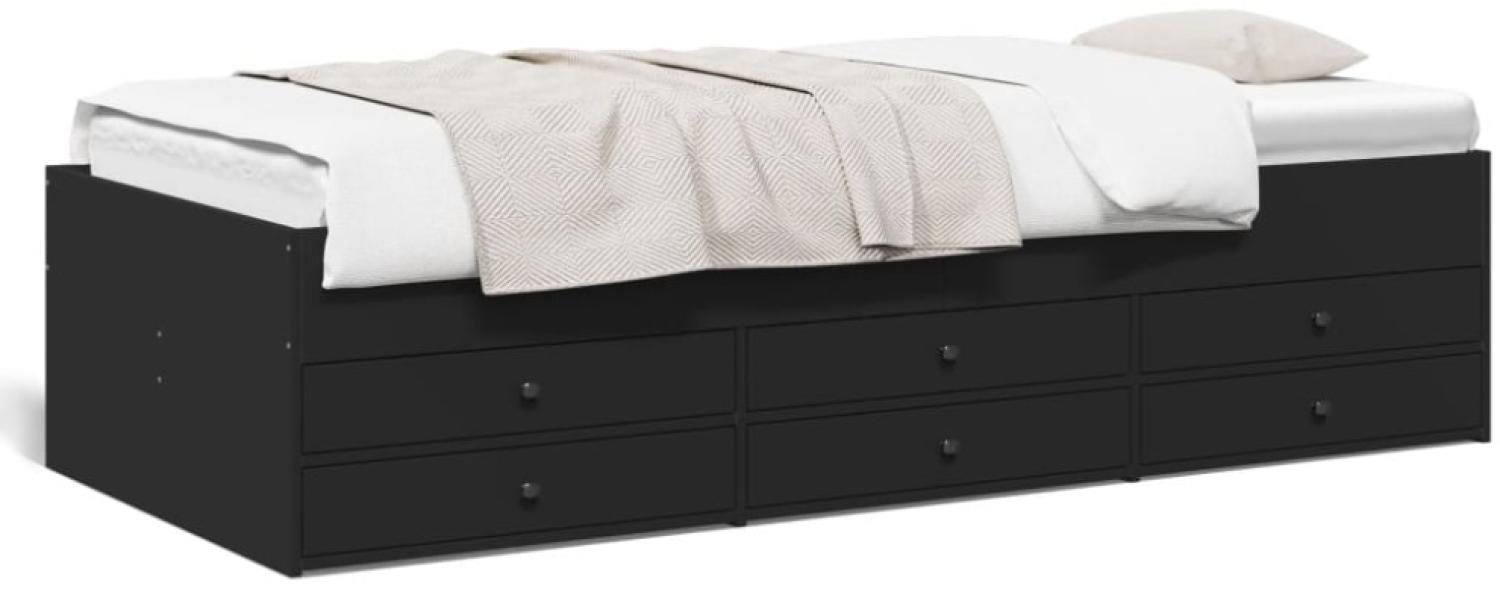 vidaXL Tagesbett mit Schubladen ohne Matratze Schwarz 75x190 cm 3280889 Bild 1