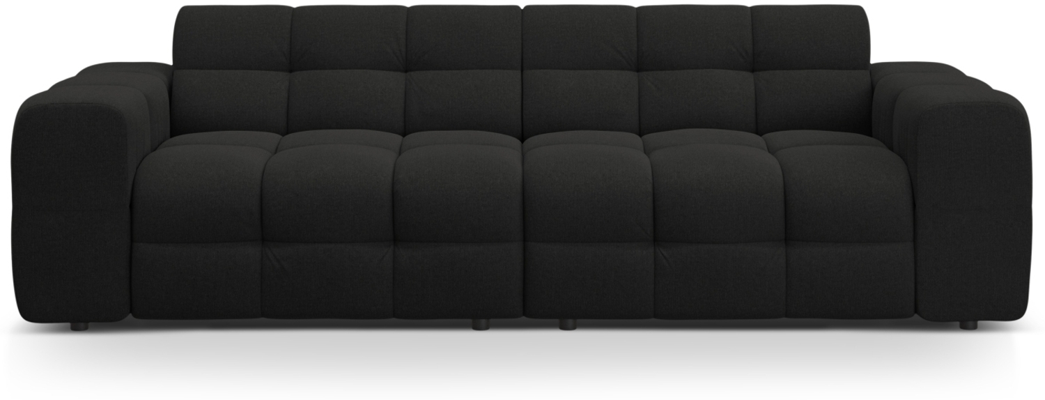 Micadoni Sofa Kendal 4-Sitzer Strukturierter Stoff Schwarz Buchenholz schwarz Bild 1