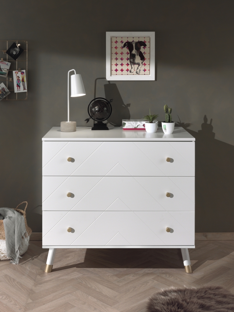 Vipack 'Billy' Kommode mit 3 Schubladen, Satin Weiß Bild 1