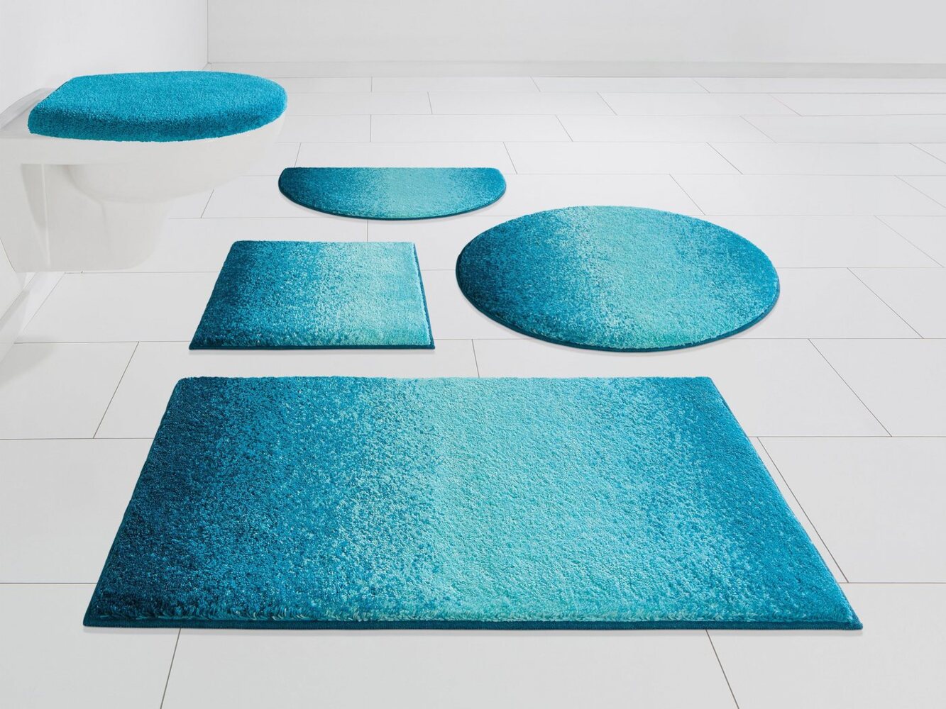 Grund Badematte Mistral, Höhe 20 mm, rutschhemmend beschichtet, fußbodenheizungsgeeignet, Kunstfaser, rund, meliertes Design, Ombré-Look, auch als 3 teiliges Set, Made in Europe Bild 1