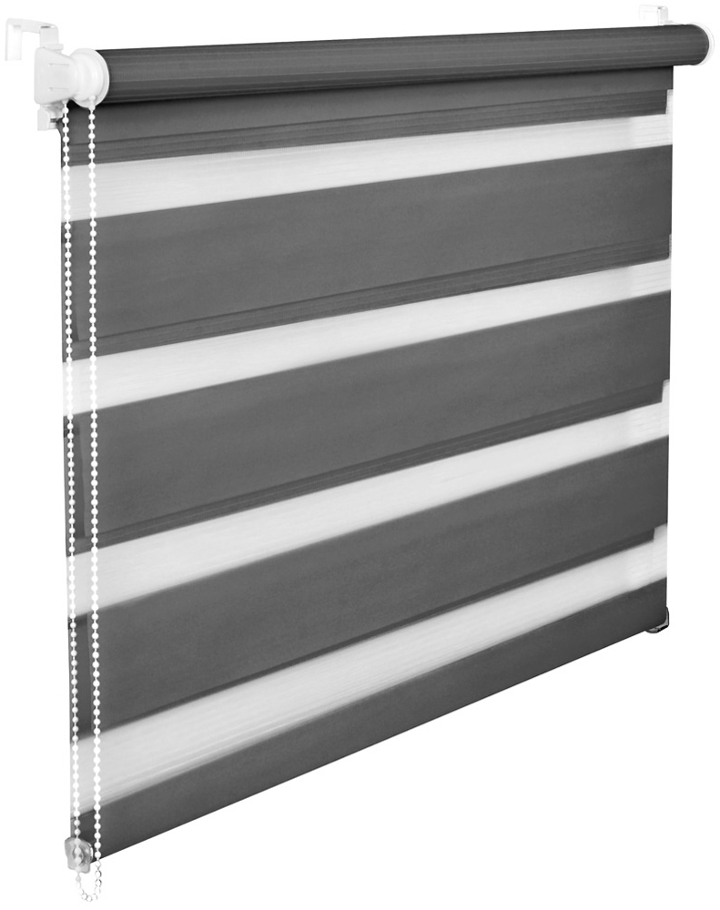 Doppelrollo Duorollo 65 cm breit 200 cm lang grafit inkl. Seilzug Fensterrollo Klemmrollo Jalousie Bild 1
