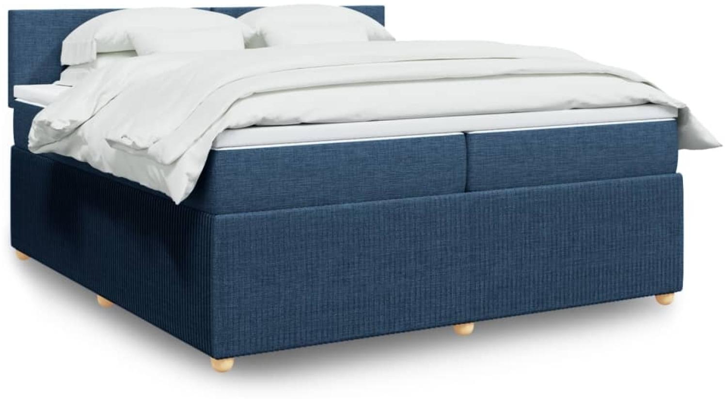 vidaXL Boxspringbett mit Matratze Blau 200x200 cm Stoff Bild 1