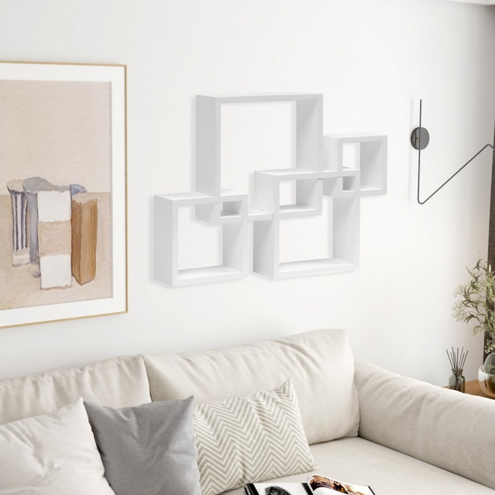 Happy Home Wandregaltisch Wandregal Wand Quadratisches 4er Set Wandregal weiß Bild 1