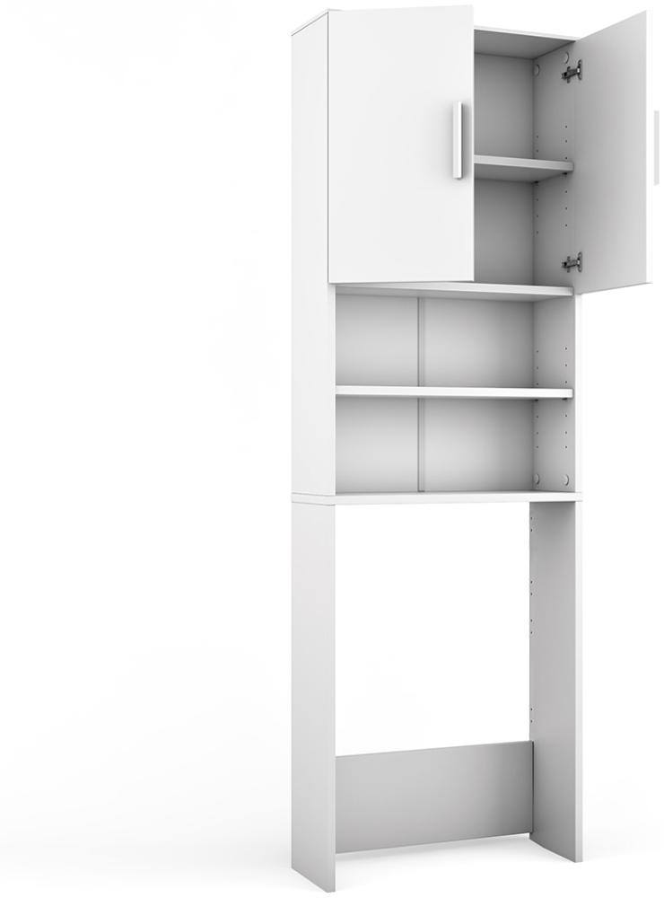 VICCO Waschmaschinenschrank 190 x 64 cm Weiß - Badregal Regal Hochschrank für Waschmaschine Trockner Bild 1