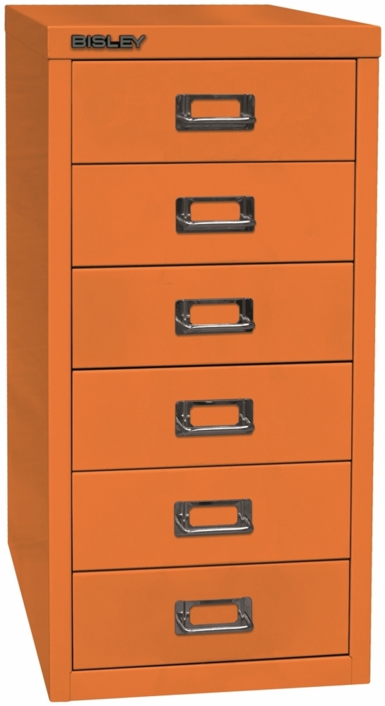 Bisley Multidrawer Schubladenschrank aus Metall mit 6 Schubladen DIN A4 ohne Sockel - Farbe: Orange, L296-603 Bild 1