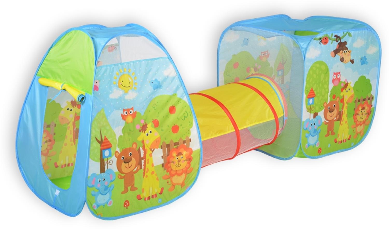 Moni 3 in 1 Kinderspielzelt 995-5007A Pop-Up Bällebad Spieltunnel drin draußen blau Bild 1