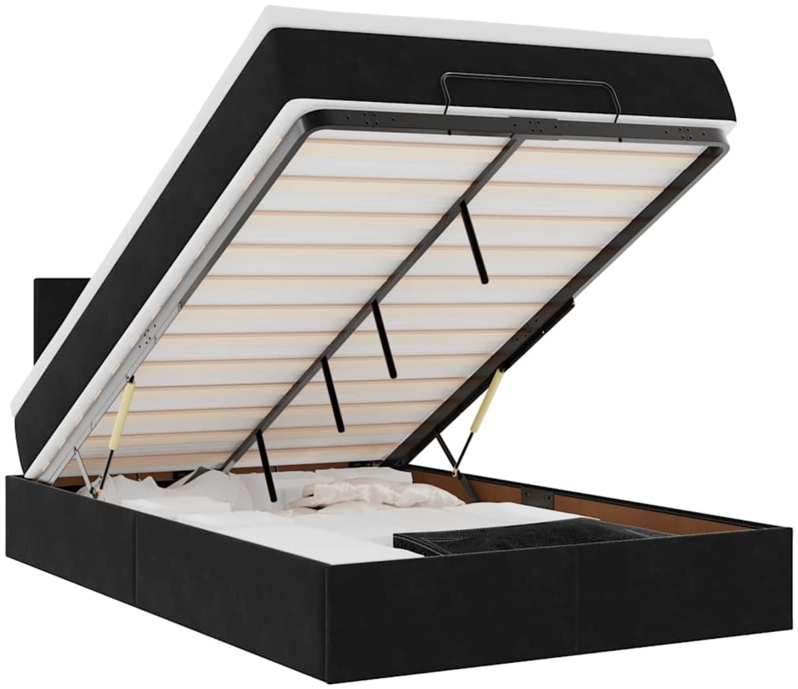 vidaXL Ottomane Bett mit Matratze & LEDs Schwarz 120x190 cm Samt 3312538 Bild 1