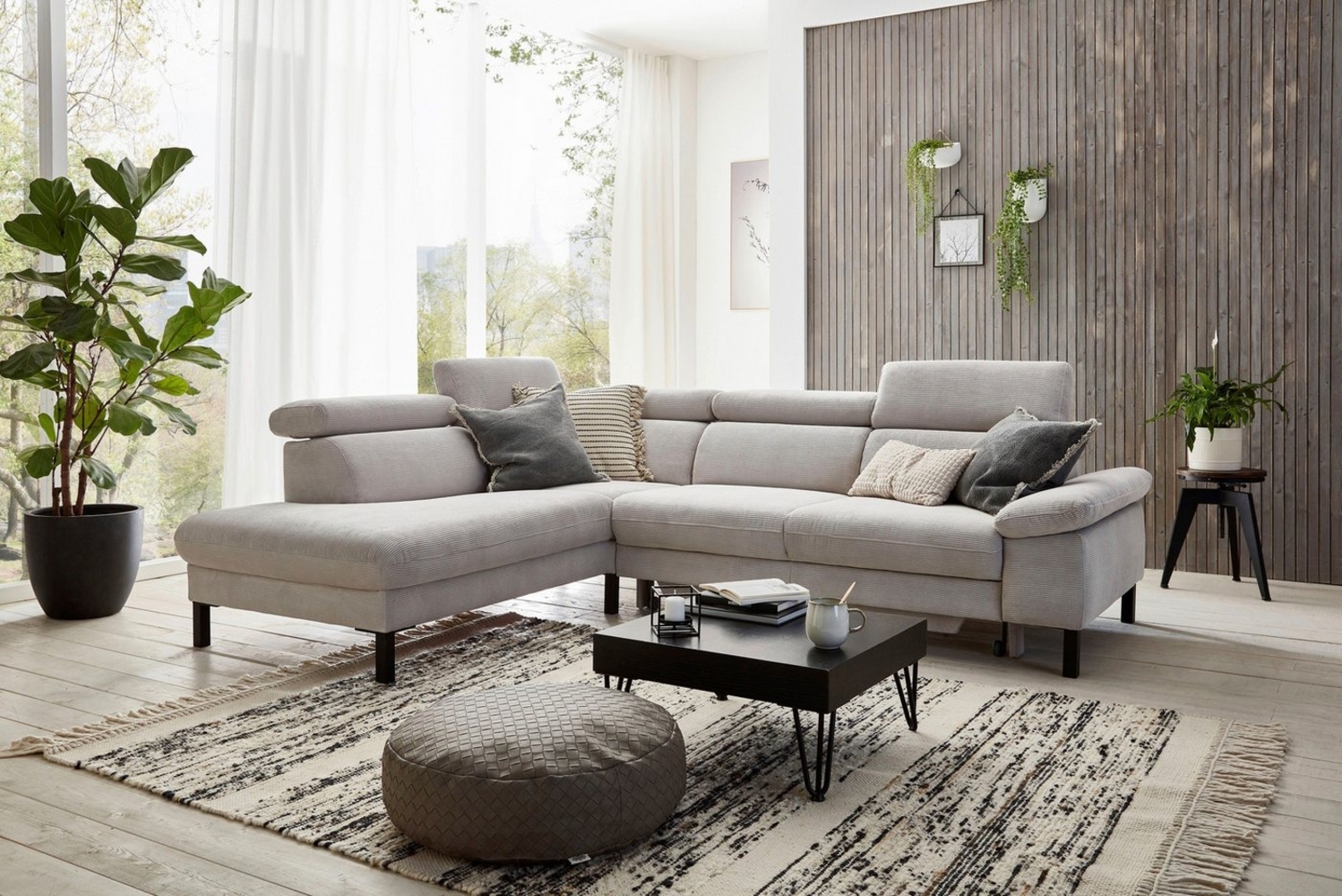 Home affaire Ecksofa Arnayon mit Querschläfer-Bettfunktion, Schlafsofa, großer Bettkasten, manuelle Kopfteilverstellung, Tonnentaschen-Federkern, Feincord L-Form Bild 1
