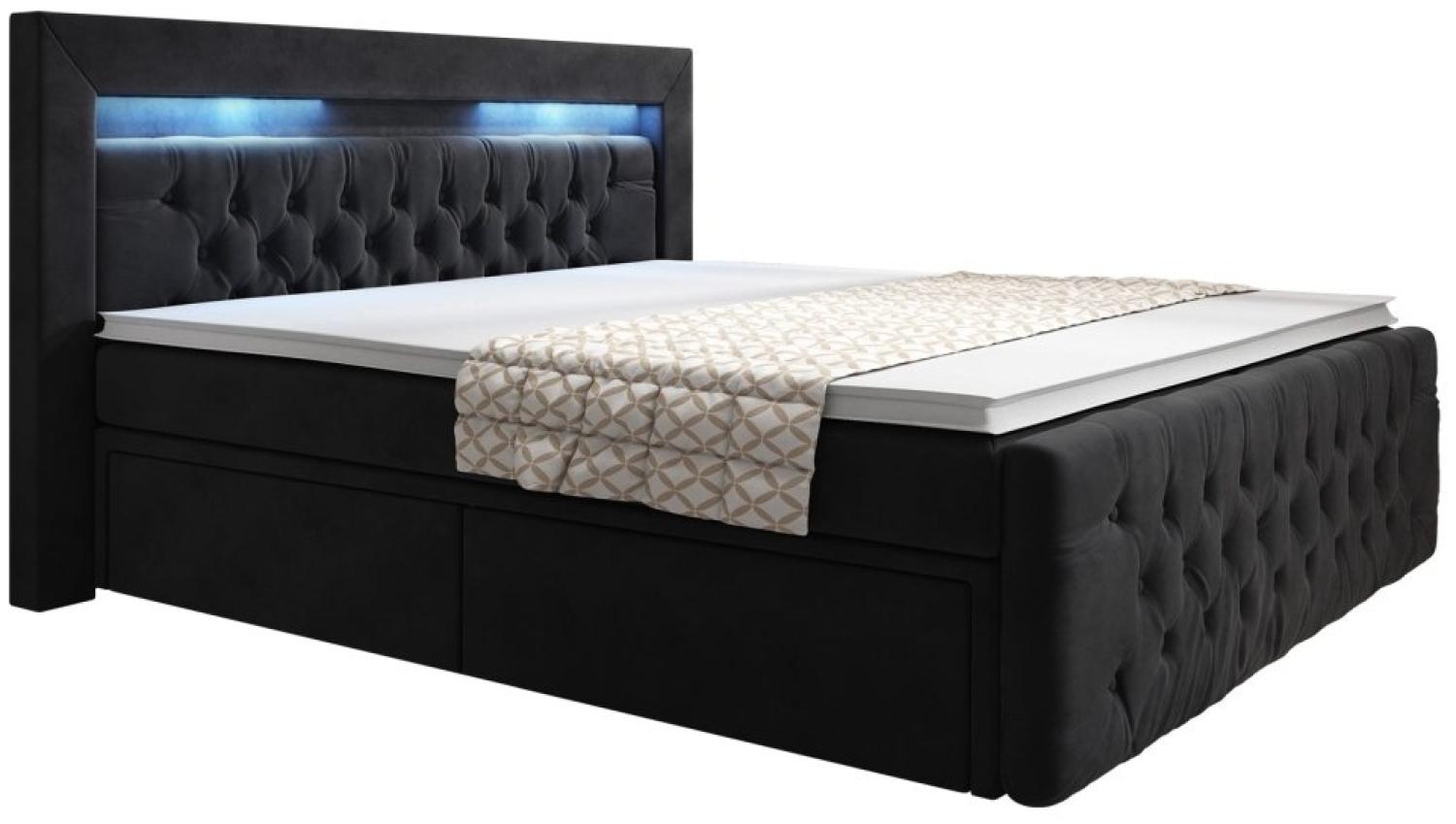 Boxspringbett Sera mit LED und Stauraum 120x200 H2 Schwarz Bild 1