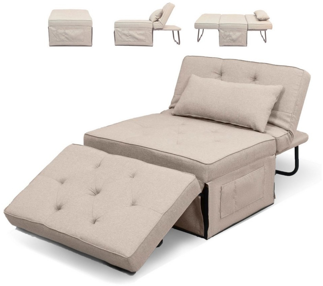 FLEXISPOT Schlafsofa Relaxsessel mit Liegefunktion, Loungesessel, Ottoman, Beige, Klappsofa, Ergonomisch, Kopfstütze, mit Relaxfunktion, Extra Kissen Bild 1