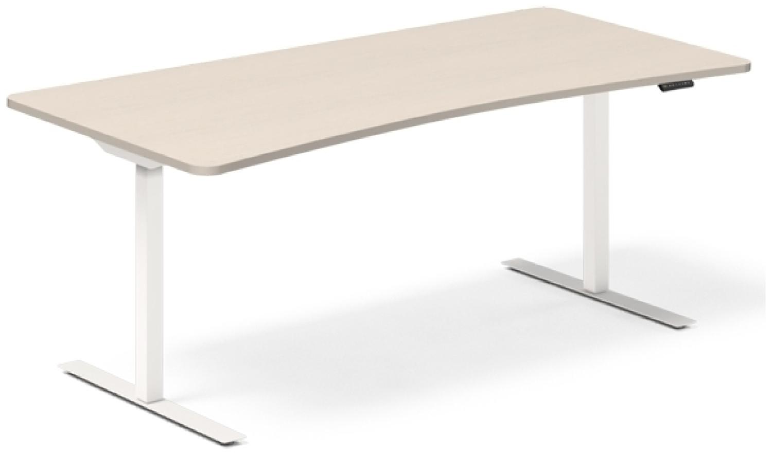 Hebe-/Senktisch DNA Birke 1800x800mm 2-Fuß-Bogen/Weiß Bild 1