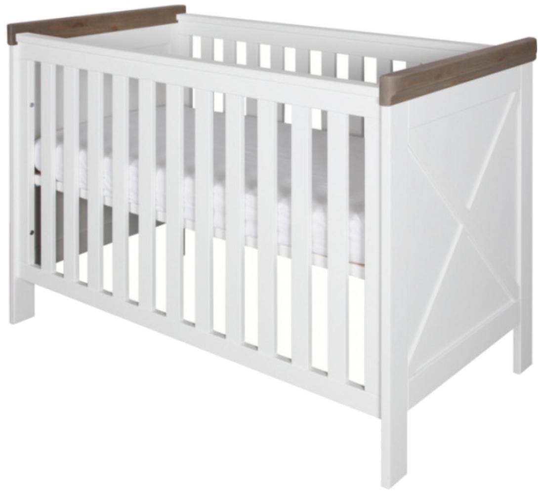Kidsmill Savigno Babybett 60x120 cm Grau mit Kreuz Weiß Bild 1