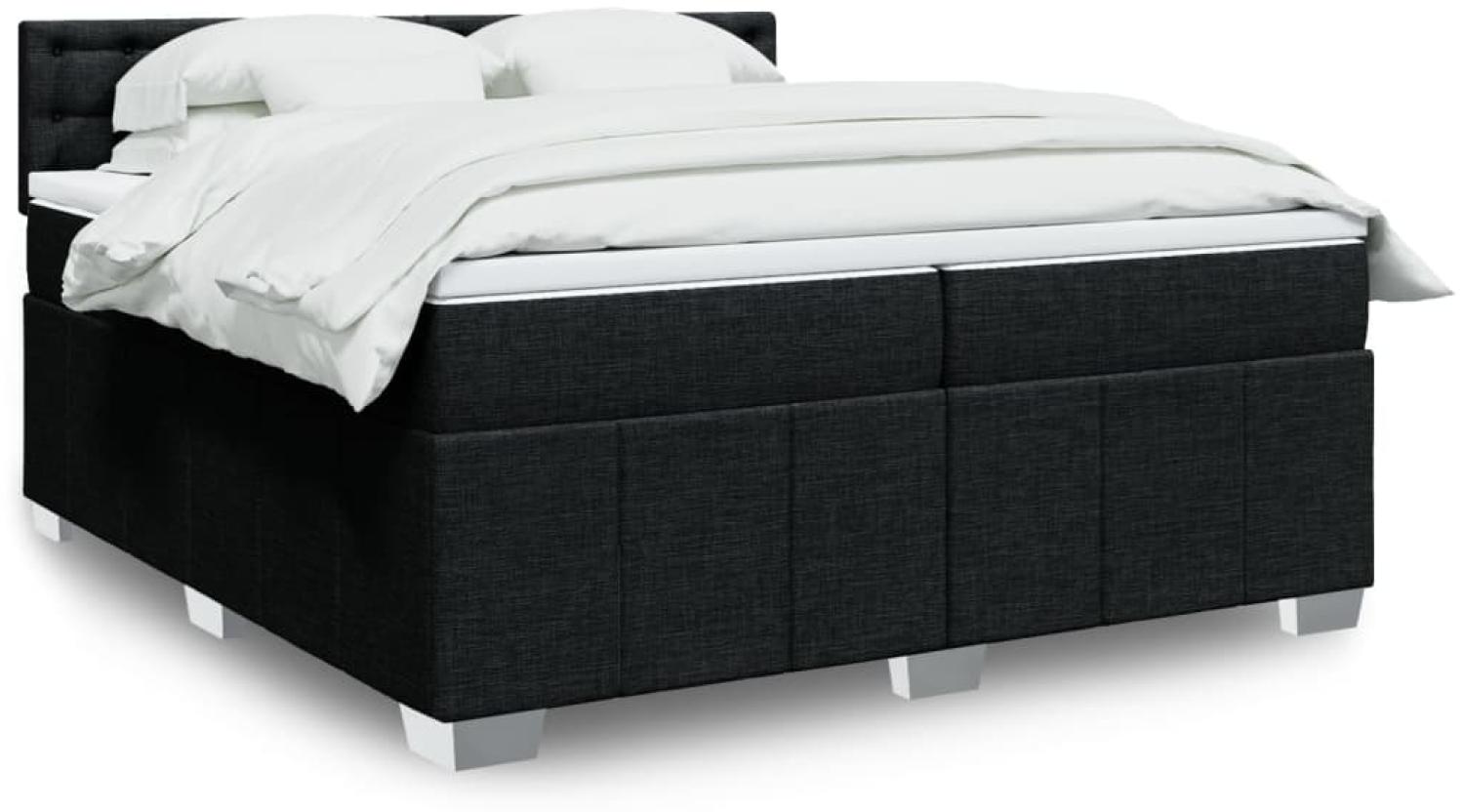 vidaXL Boxspringbett mit Matratze Schwarz 200x200 cm Stoff Bild 1