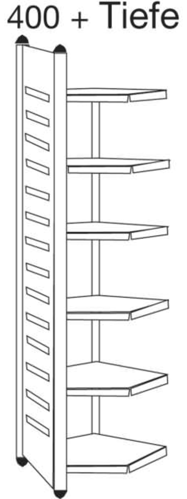 Kerkmann Design-Regal M2 Eckfeld BXHxT 400x2600x400mm 6 Böden alusilbe Bild 1