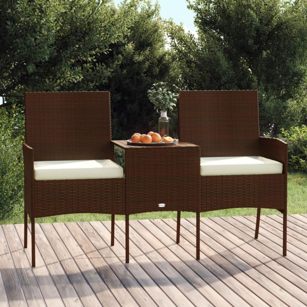 vidaXL 2-Sitzer Gartensofa mit Teetisch Poly Rattan Braun 317622 Bild 1