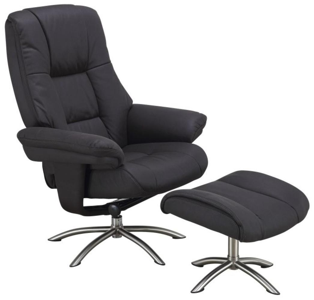 Relaxsessel FM-440 mit Hocker, Mikrofaser schwarz Bild 1