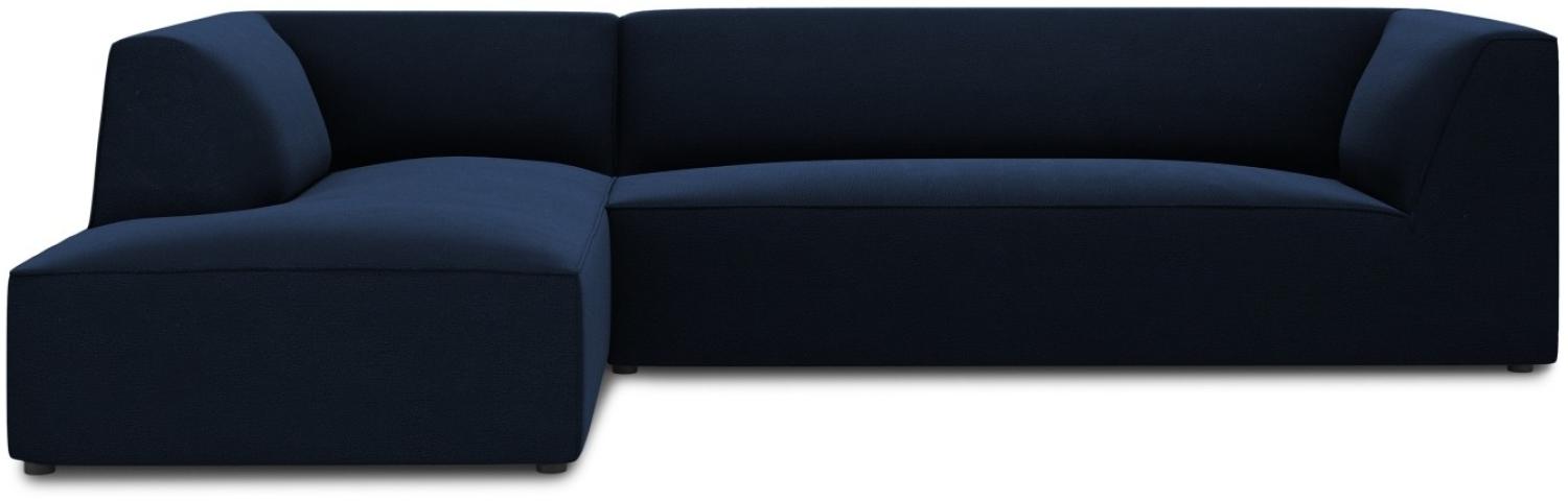 Micadoni 4-Sitzer Samtstoff Modular Ecke links Sofa Ruby | Bezug Royal Blue | Beinfarbe Black Plastic Bild 1