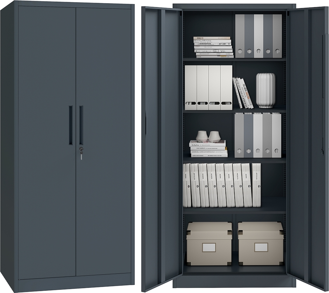 STEELSØN 'Regulus' Aktenschrank, Metall, anthrazit, 165x40x80 cm, abschließbar, Metallschrank mit 4 Ablagen, geeignet als Werkzeugschrank Bild 1