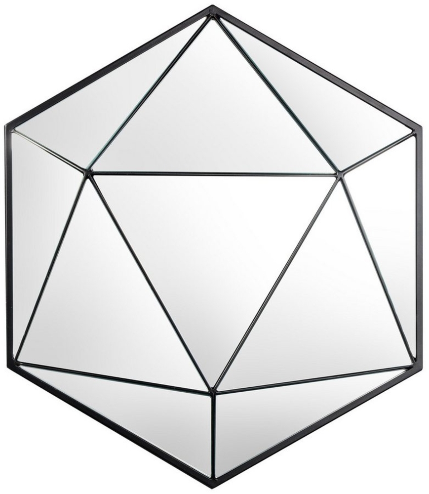 riess-ambiente Dekospiegel DIAMOND 65cm schwarz · Metall · handmade Dekoration (Einzelartikel, 1-St), Lackiertes Eisen · Retro Design · abstrakter Wandspiegel · Sechseck Bild 1
