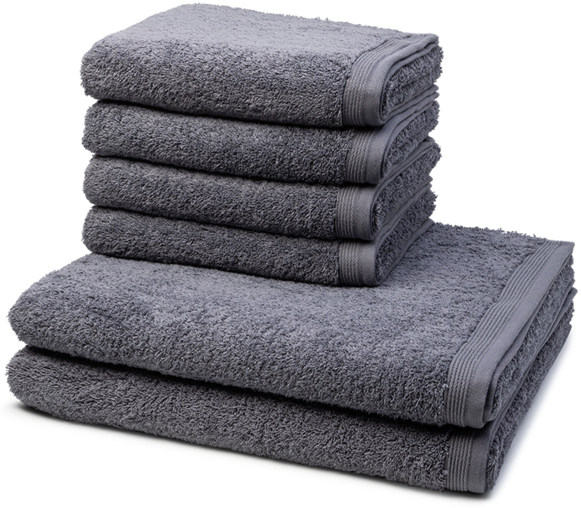 Möve Superwuschel 6 tlg. Frottier-Set - 4 X Handtuch (50 X 100cm), 2 X Duschtuch (80 X 150cm) - 520 g/m2 - Stone Bild 1