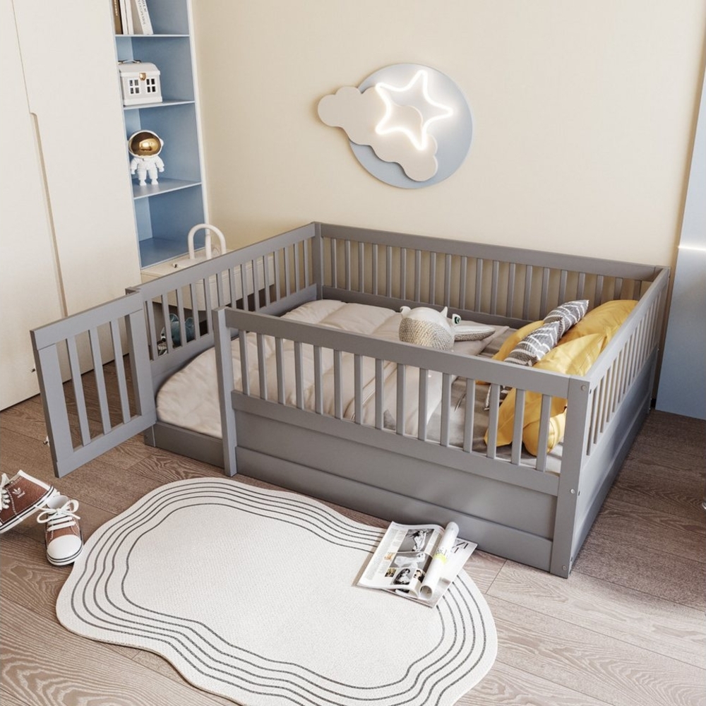 STILVORA Kinderbett 140x200 Babybett mit Gitter und Tür,Bettgestell ohne Matratze (Kinderbett,mit Tür & Gitter, Holzrahmen aus Kiefernholz – Sicherer Schlaf- & Spielbereich für Kinderzimmer, vielseitig nutzbar, ideal für kleine Abenteurer, 140 x 200 cm... Bild 1