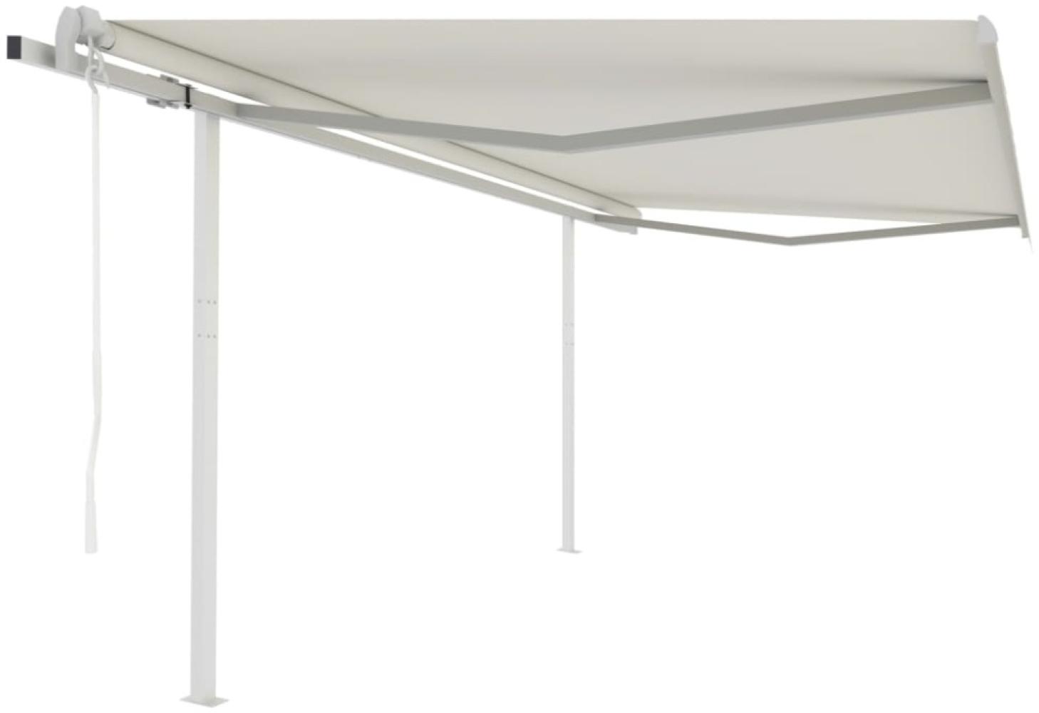 vidaXL Markise Automatisch Einziehbar mit Pfosten 4,5x3,5 m Creme Bild 1