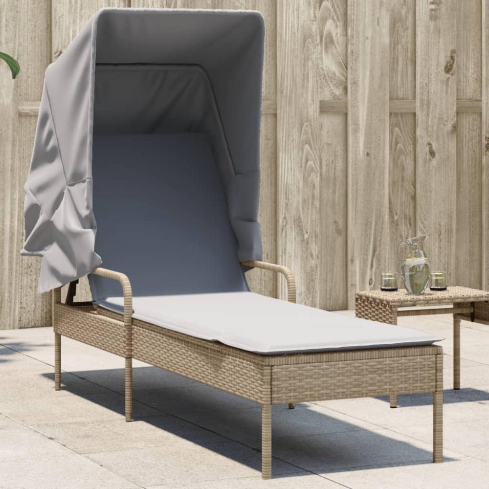 vidaXL Sonnenliege mit Dach Beige Poly Rattan 368191 Bild 1