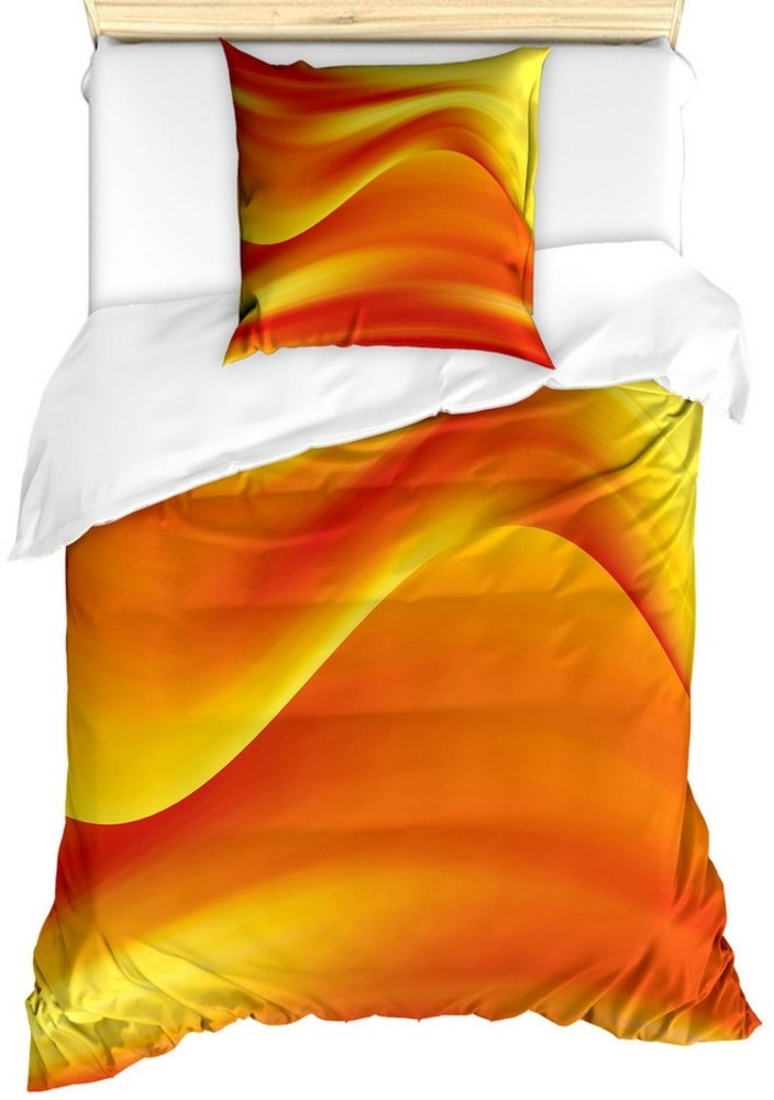 Abakuhaus Bettwäsche Milbensicher Allergiker geeignet mit Kissenbezug, Microfaser, Orange Abstrakte Digital-Wellen Bild 1