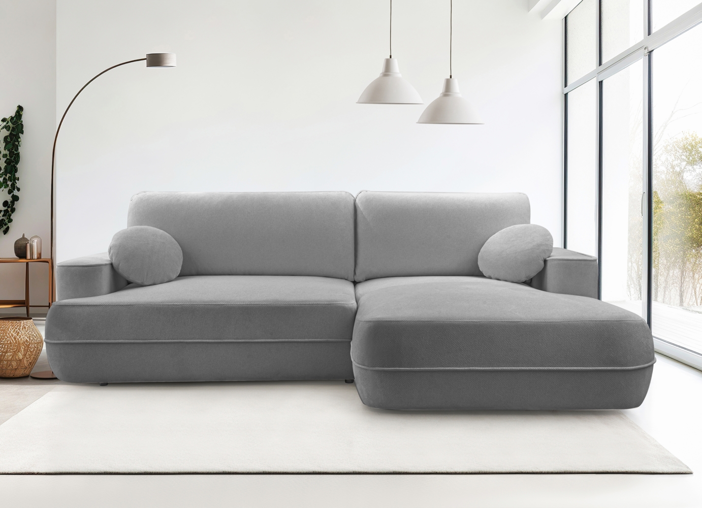 AX LIVING Hellgrau Ecksofa mit Schlaffunktion Peoni 267 cm modern R Bild 1